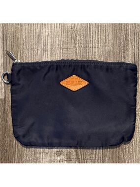 MZ Wallace Black Nylon Toiletry Pouch with Tan Leather Logo